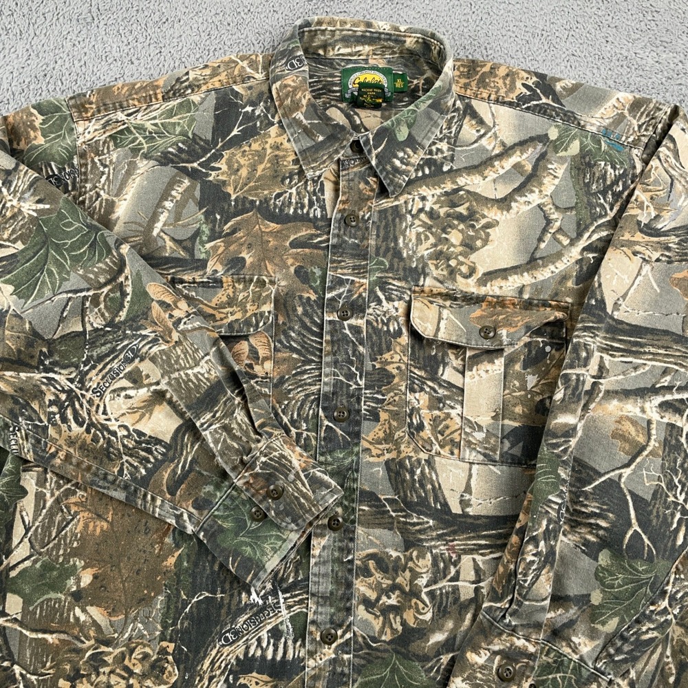 Cabelas Shirt Mens XL Seclusion 3D Camo Hunting Long Sleeve Button Down Heavy